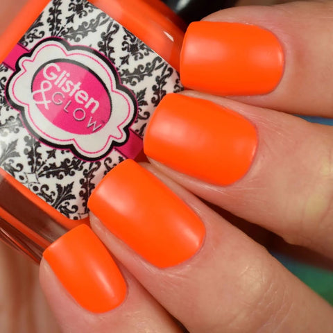 Matte Medium Almond Nails Neon Orange Press Nails - Temu