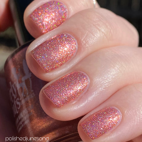 Rose Gold Holographic Vegan Nail Polish Gold Glitter Nails Himalayan Pink 